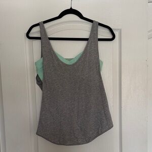 Lululemon workout tank Women’s Gray Layered Tank Top with Mint Inner Layer